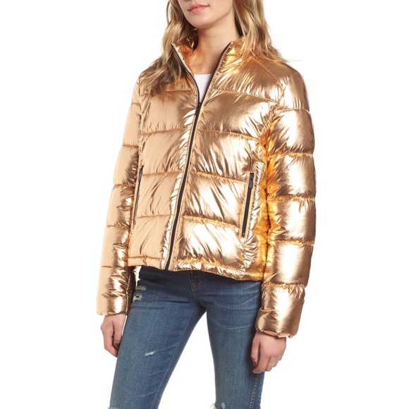 NWT Size M Marc New York Metallic Puffer Coat - Picture 4 of 8